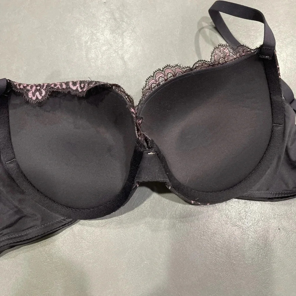 Maidenform Love The Lift Lace Cup Demi Plunge Underwire Push Up Bra Black